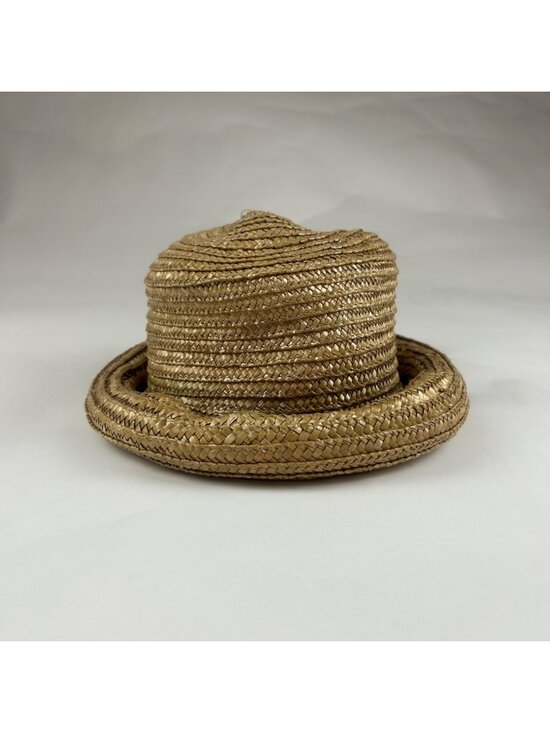 Accessories - Rolled Brim Woven Straw Hat OS
